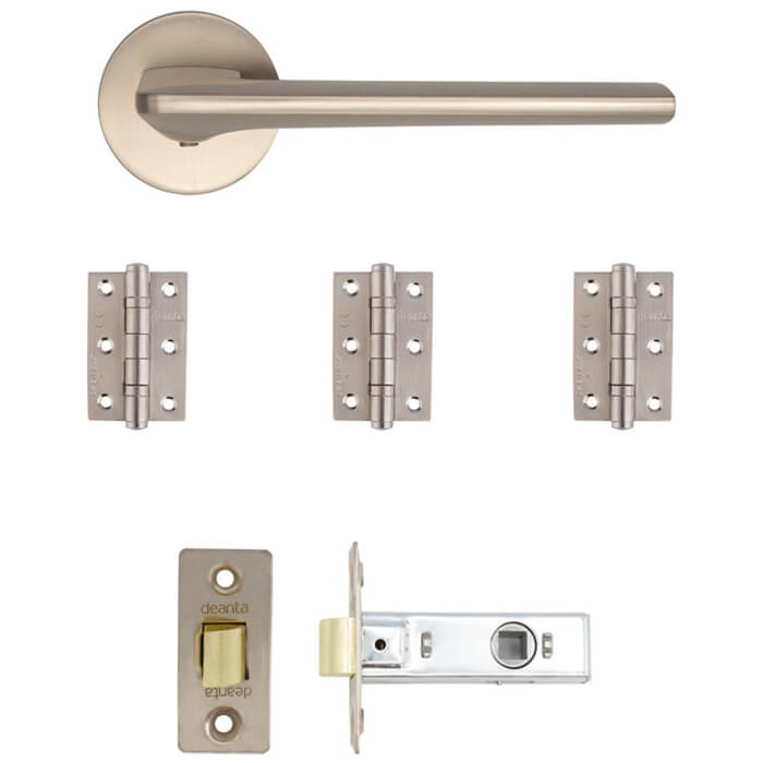 Deanta Ithaca Satin Nickel Latch Door Handle Kit