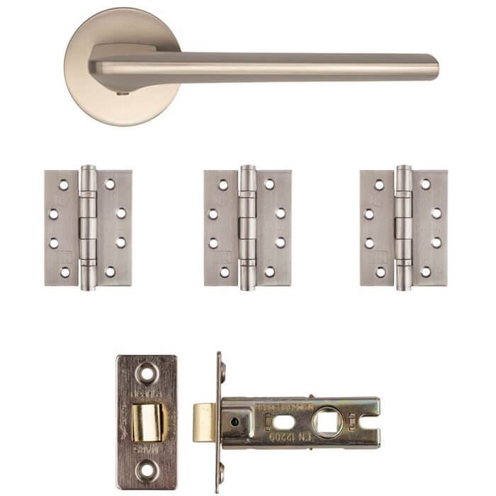 Deanta Ithaca Satin Nickel Latch Door Handle Kit