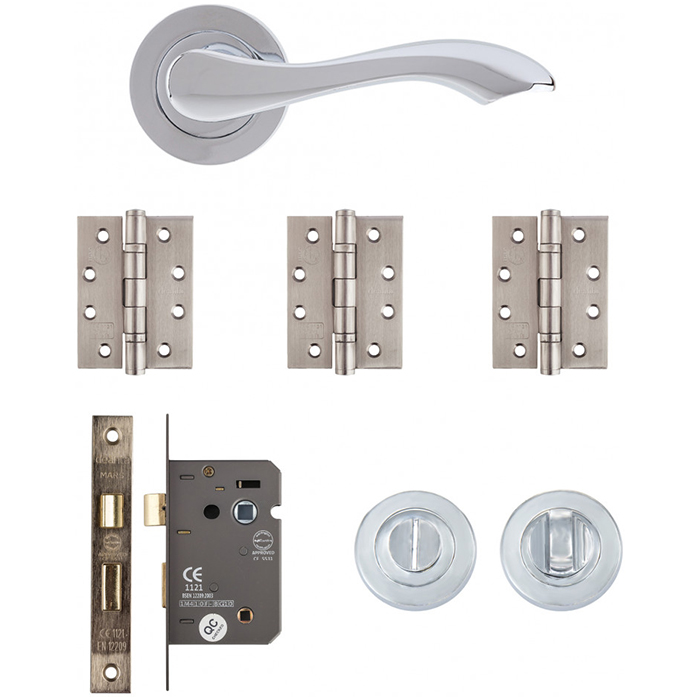 Deanta Veritas Bathroom Door Handle Kit - Polished Chrome