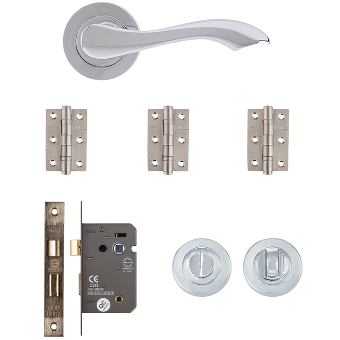 Deanta Veritas Bathroom Door Handle Kit - Polished Chrome