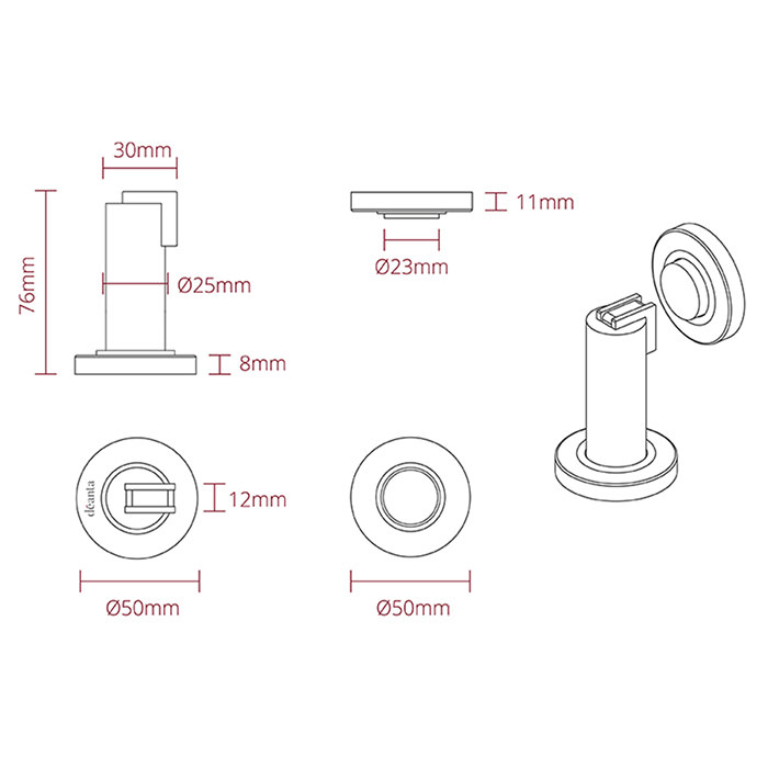 Deanta Magnetic Door Holder - Satin Stainless Steel