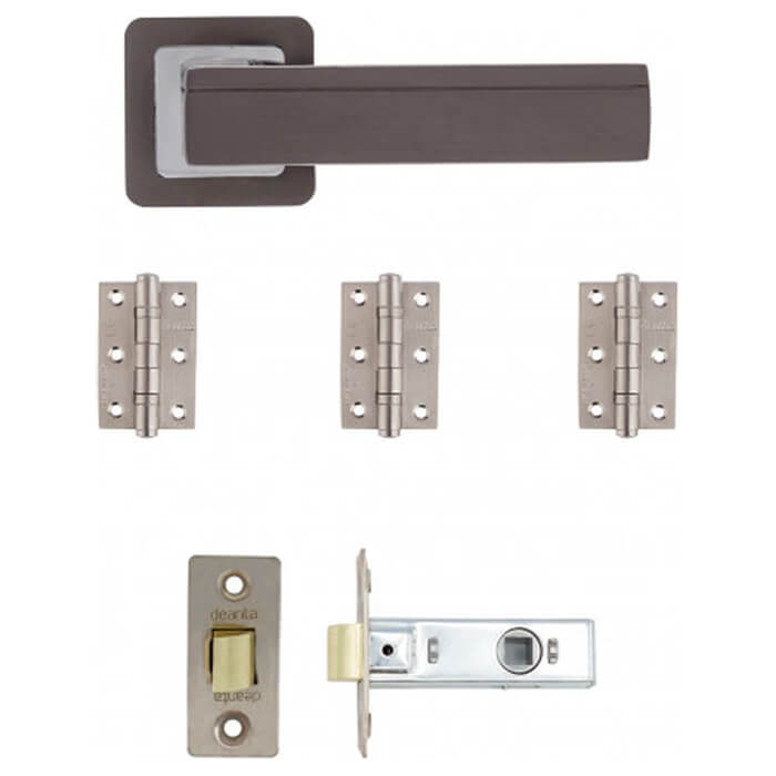 Deanta Invictus Matt Satin Black Latch Door Handle Kit