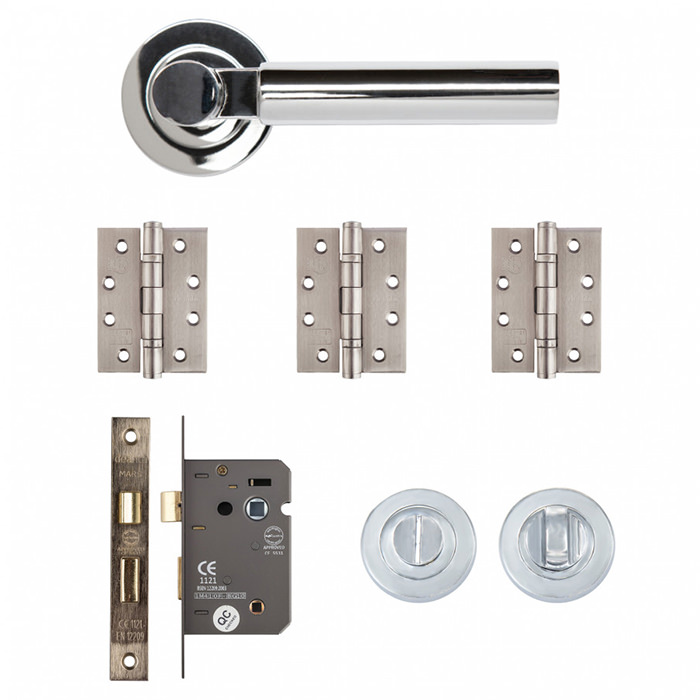 Deanta Arcadia Polished Chrome Bathroom Door Handle Kit