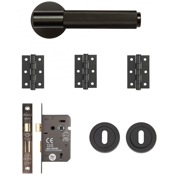 Deanta Sparta Mortice Door Handle Kit - Matt Black