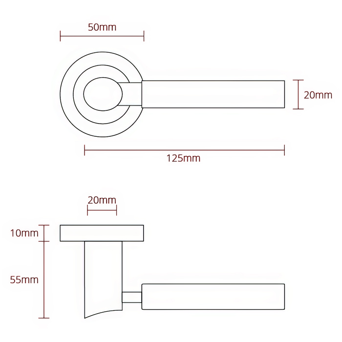 Deanta Arcadia Polished Chrome Round Rose Lever Handle Pair