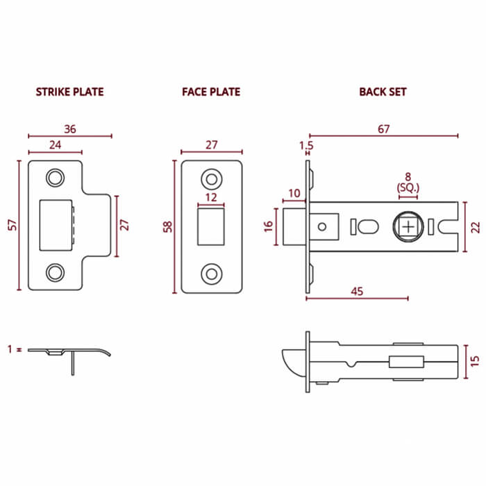 Deanta Tubular Latch Satin Nickel