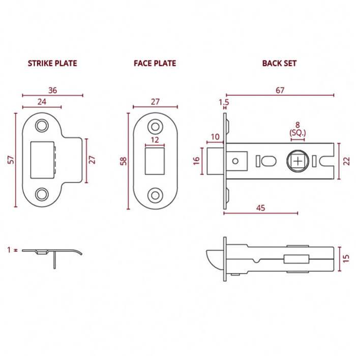 Deanta Tubular Latch Satin Nickel