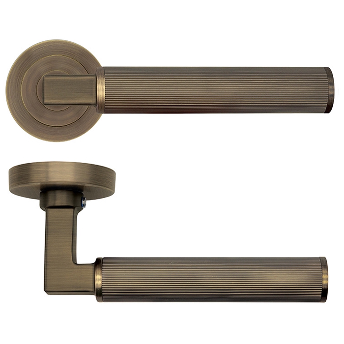 Deanta Delphi Round Rose Ribbed Lever Handle Pair