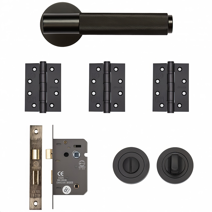 Deanta Sparta Matt Black Bathroom Door Handle Kit