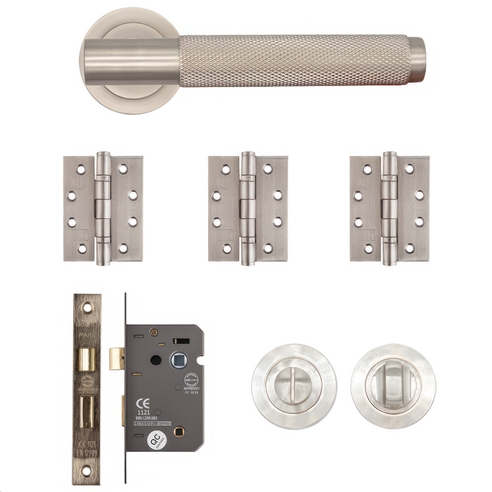 Deanta Sparta Satin Nickel Bathroom Door Handle Kit