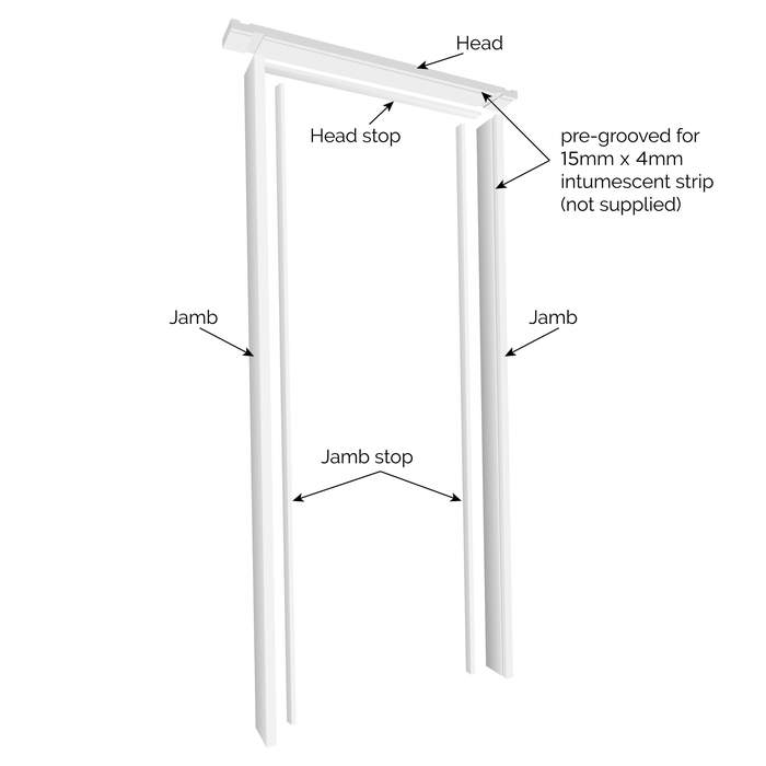 JB Kind Trenched White Primed Hardwood Fire Door Lining Set