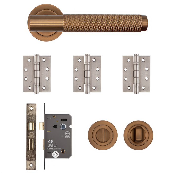 Deanta Sparta Dark Rose Gold Bathroom Door Handle Kit