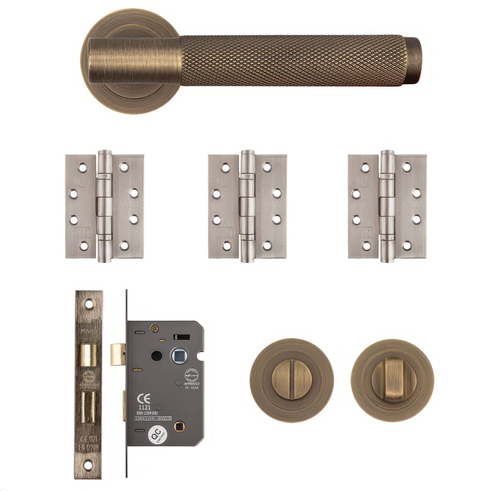 Deanta Sparta Matt Antique Brass Bathroom Door Handle Kit