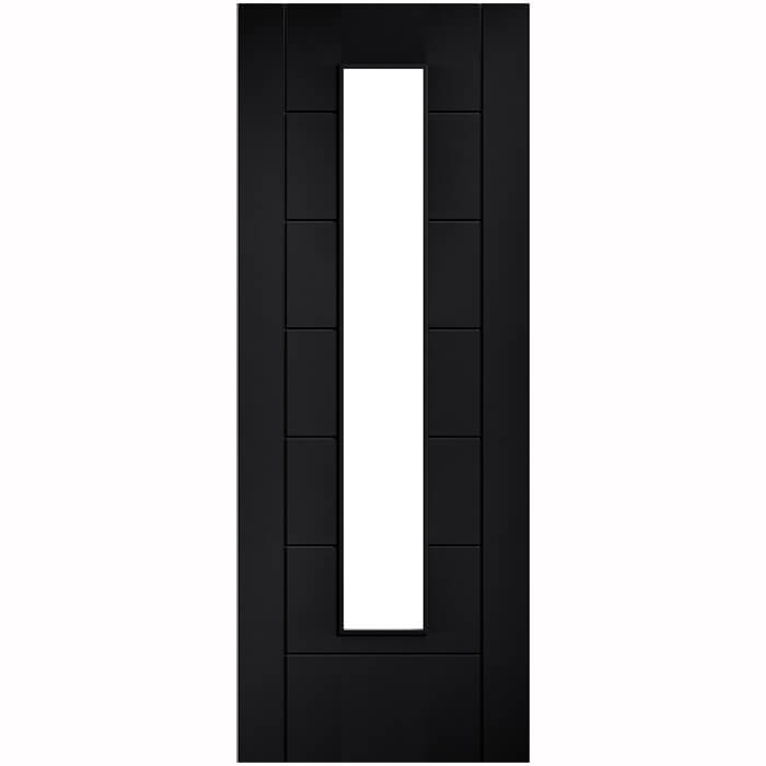 LPD Linear Pre-Finished Black Laminate 7-Panels 1-Lite Internal Glazed Door