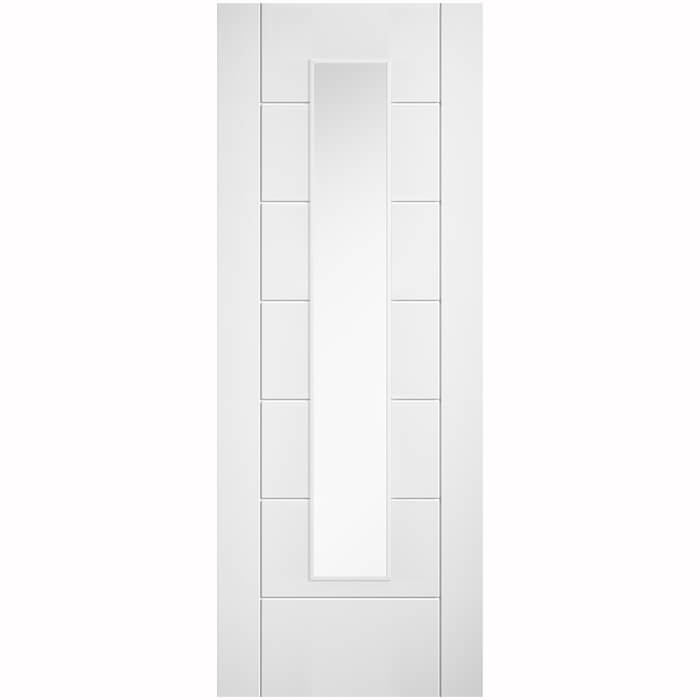 LPD Linear Pre-Finished White Laminate 7-Panels 1-Lite Internal Glazed Door