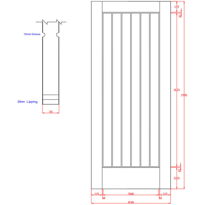 XL Joinery Suffolk Original Pre-Finished Oak 6-Panels Internal Door