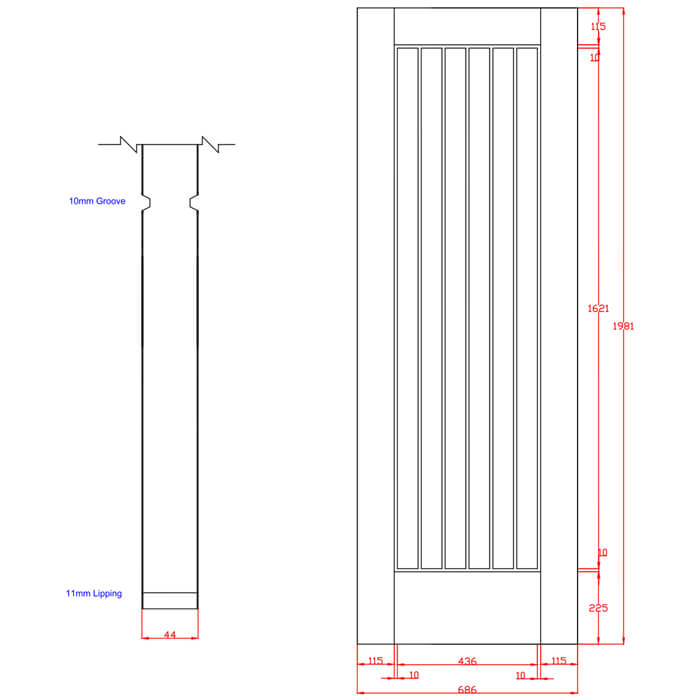 XL Joinery Suffolk Original Pre-Finished Oak Internal Fire Door