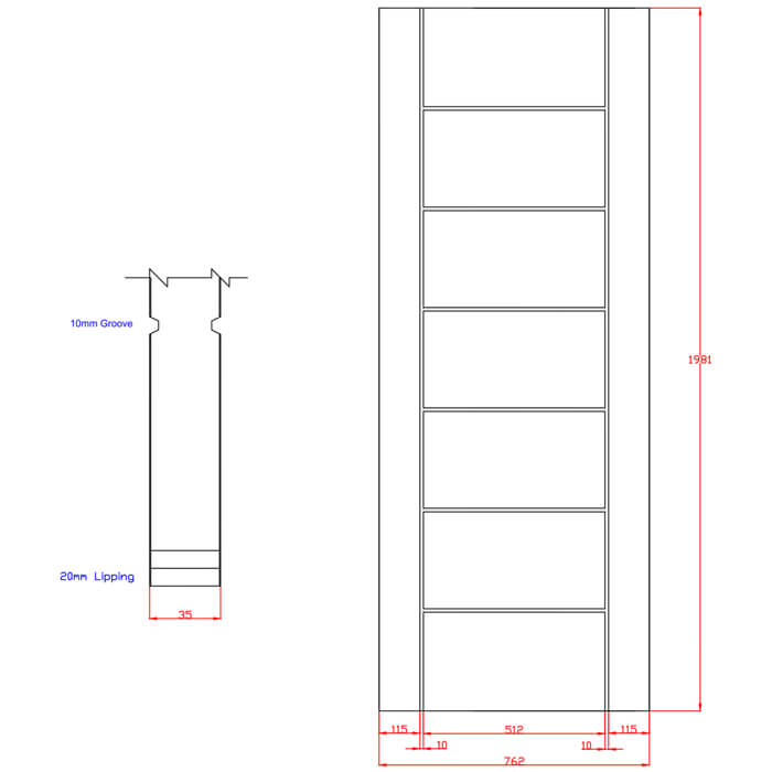 XL Joinery Palermo Original Pre-Finished Oak 7-Panels Internal Door