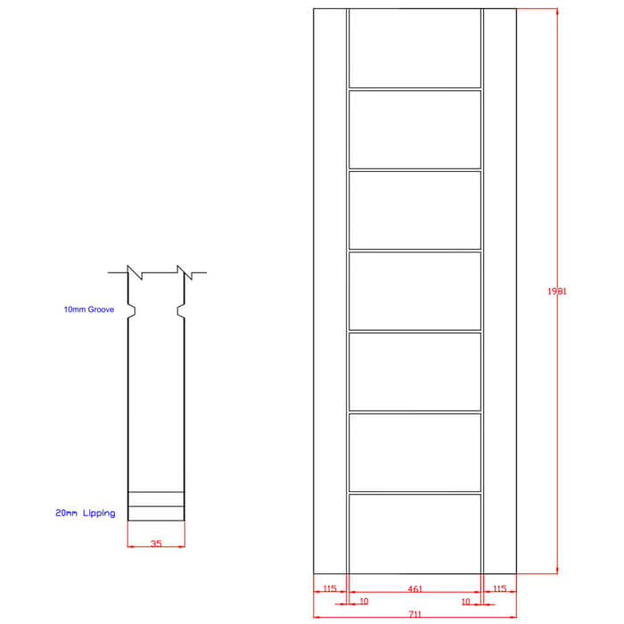 XL Joinery Palermo Original Pre-Finished Oak 7-Panels Internal Door