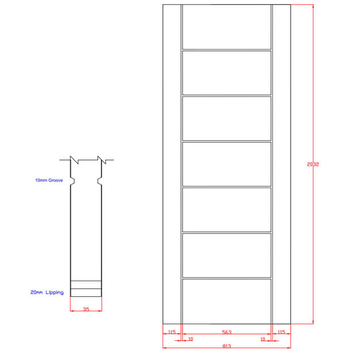 XL Joinery Palermo Original Pre-Finished Oak 7-Panels Internal Door