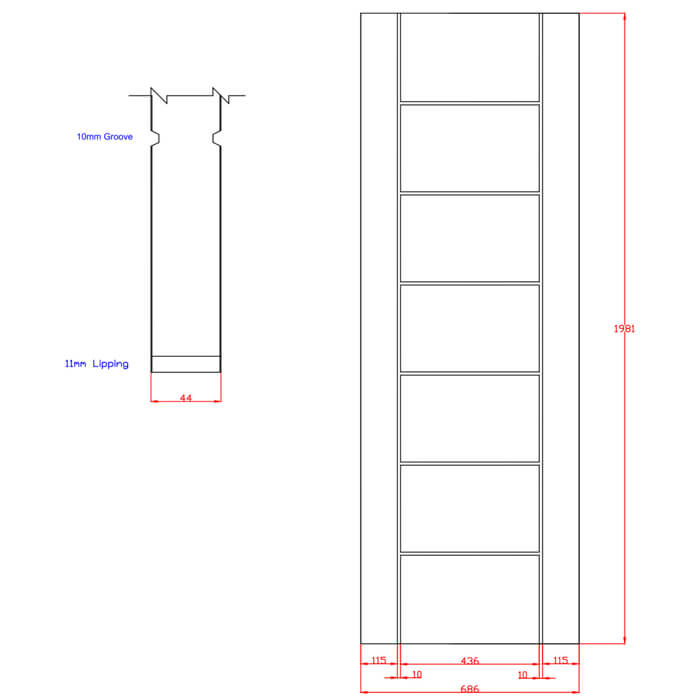 XL Joinery Palermo Original Pre-Finished Oak 7-Panels Internal Fire Door