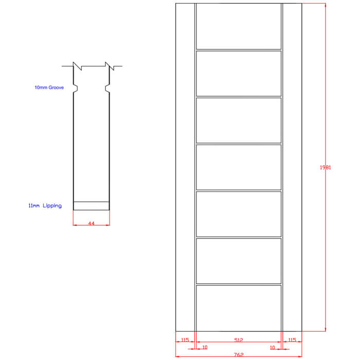 XL Joinery Palermo Original Pre-Finished Oak 7-Panels Internal Fire Door