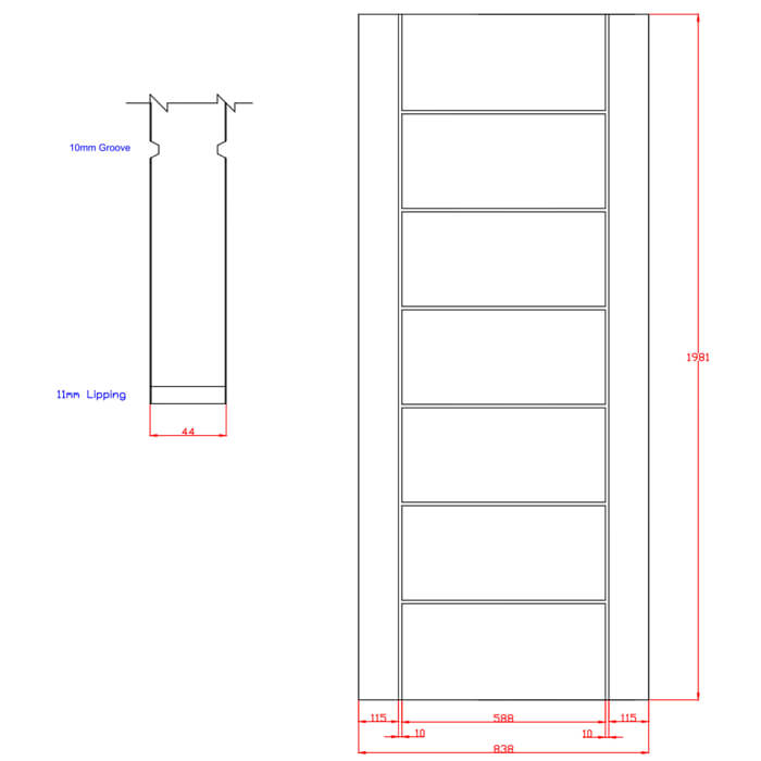 XL Joinery Palermo Original Pre-Finished Oak 7-Panels Internal Fire Door