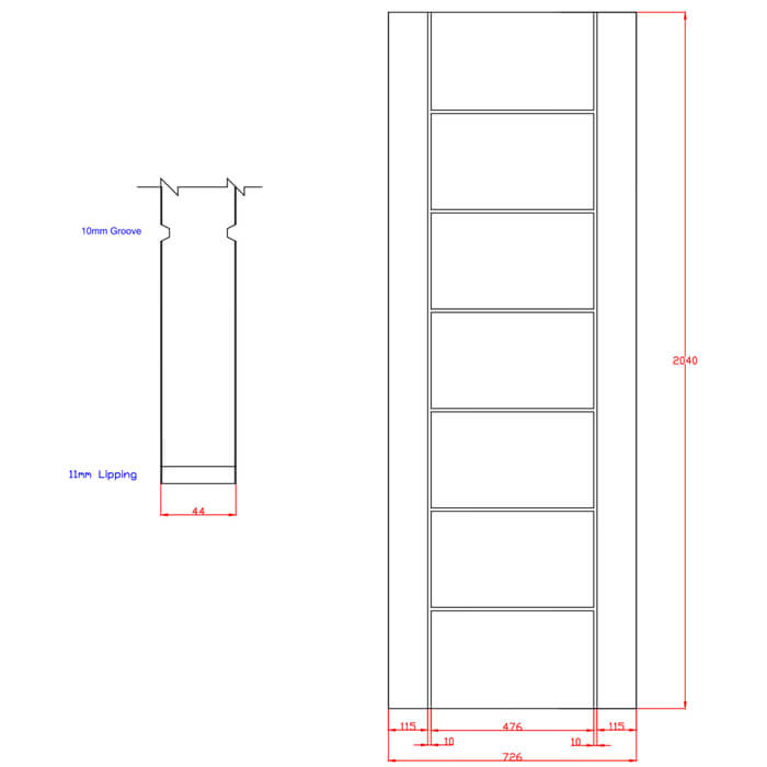 XL Joinery Palermo Original Pre-Finished Oak 7-Panels Internal Fire Door