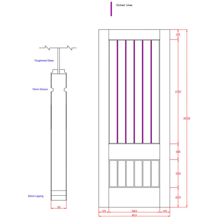 XL Joinery Suffolk 2XG Original Pre-Finished Oak 6-Panels 1-Lite Internal Clear Etched Glazed Door