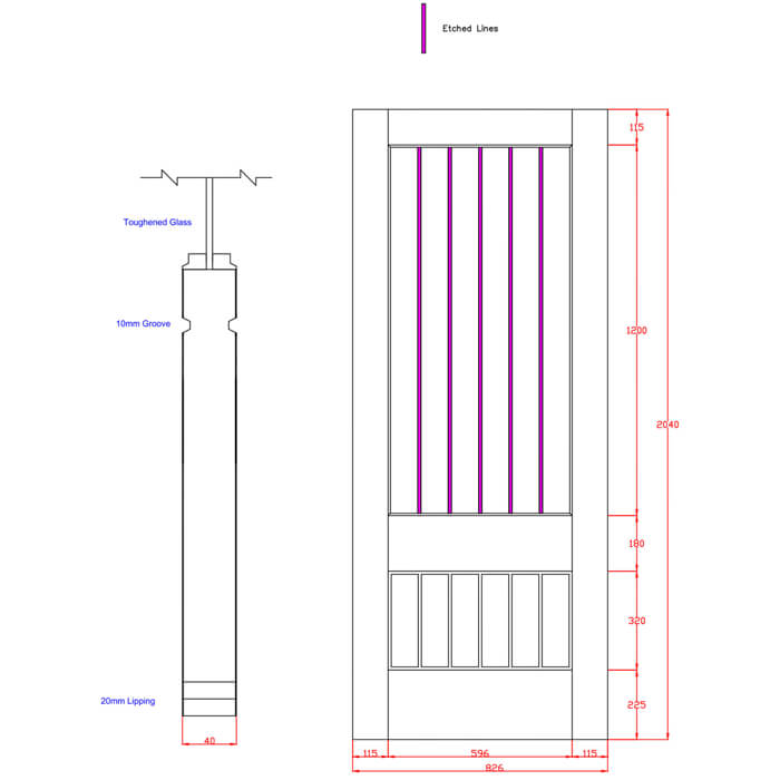 XL Joinery Suffolk 2XG Original Pre-Finished Oak 6-Panels 1-Lite Internal Clear Etched Glazed Door