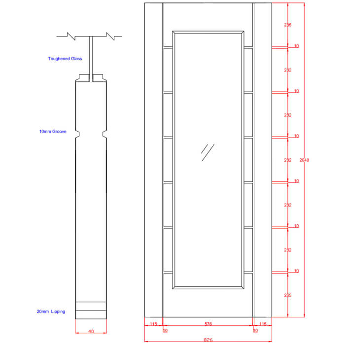 XL Joinery Palermo Original Pre-Finished Oak 7-Panels 1-Lite Internal Glazed Door