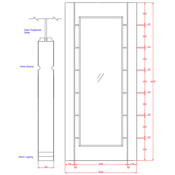 XL Joinery Palermo Original Pre-Finished Oak 7-Panels 1-Lite Internal Glazed Door