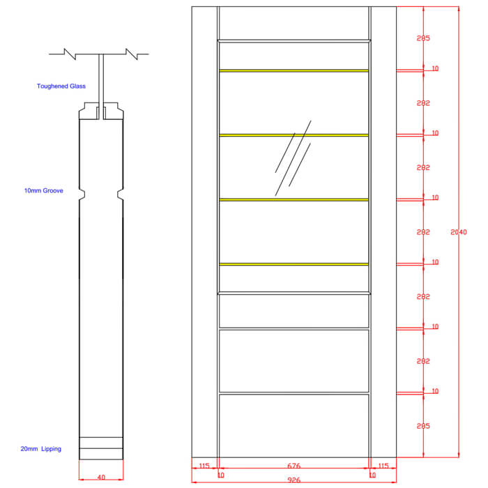 XL Joinery Palermo 2XG Pre-Finished Oak 3-Panels 1-Lite Internal Clear Etched Glazed Door