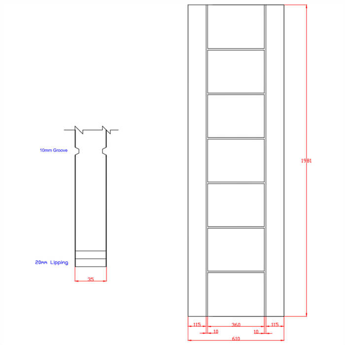 XL Joinery Palermo Essential Blanco Oak 7-Panels Internal Door