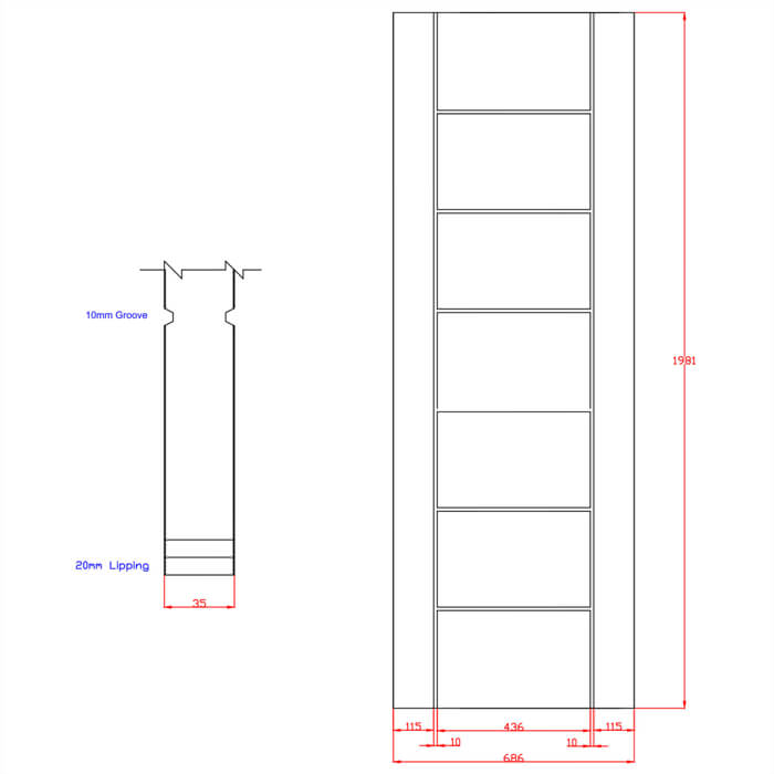 XL Joinery Palermo Essential Blanco Oak 7-Panels Internal Door