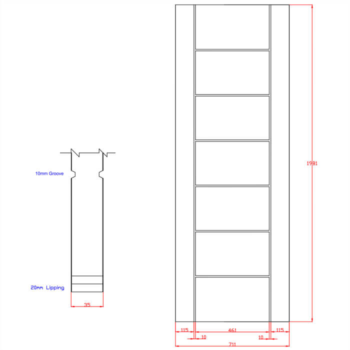 XL Joinery Palermo Essential Blanco Oak 7-Panels Internal Door