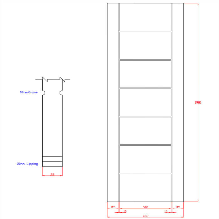 XL Joinery Palermo Essential Blanco Oak 7-Panels Internal Door