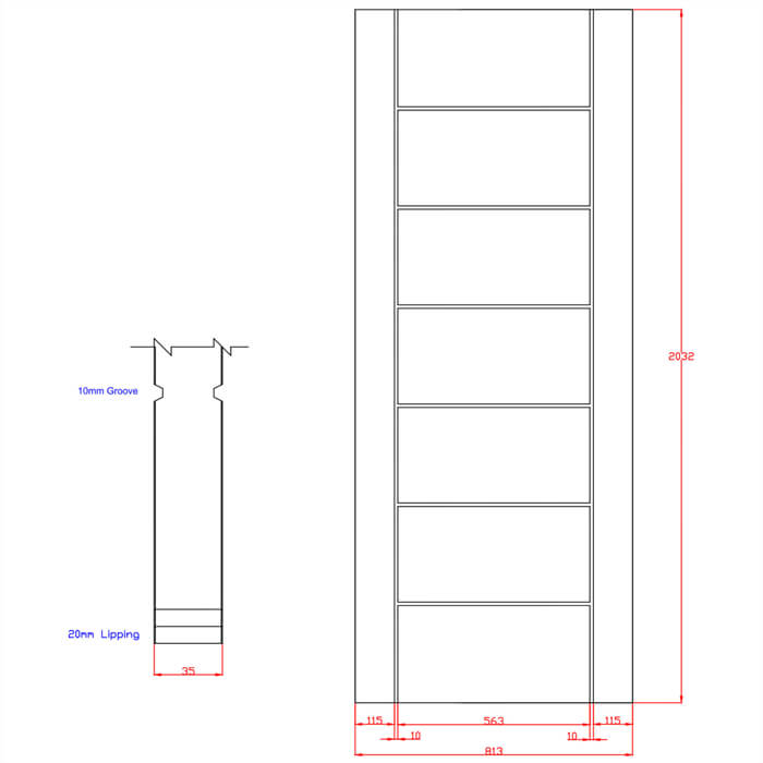 XL Joinery Palermo Essential Blanco Oak 7-Panels Internal Door