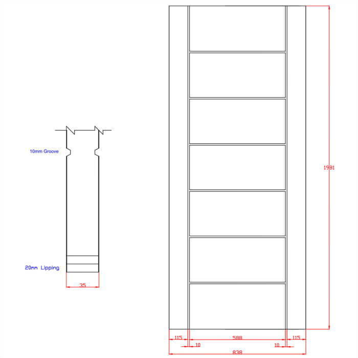 XL Joinery Palermo Essential Crema Oak 7-Panels Internal Door