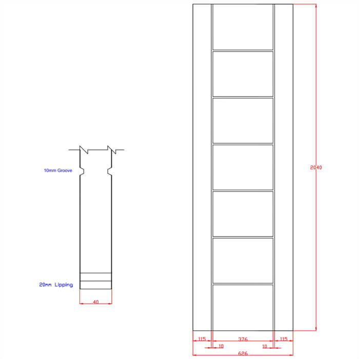 XL Joinery Palermo Essential Blanco Oak 7-Panels Internal Door