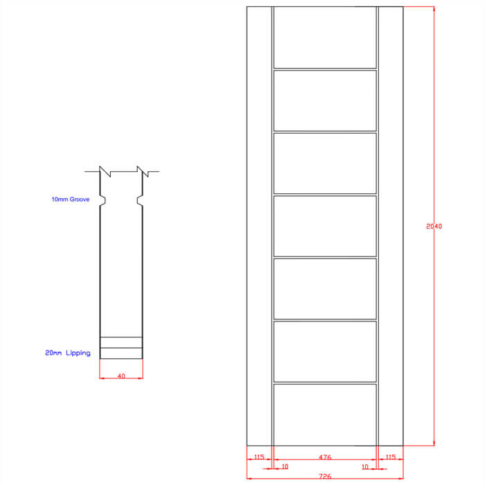 XL Joinery Palermo Essential Blanco Oak 7-Panels Internal Door