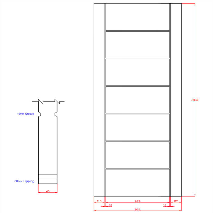 XL Joinery Palermo Essential Un-Finished Oak 7-Panels Internal Door