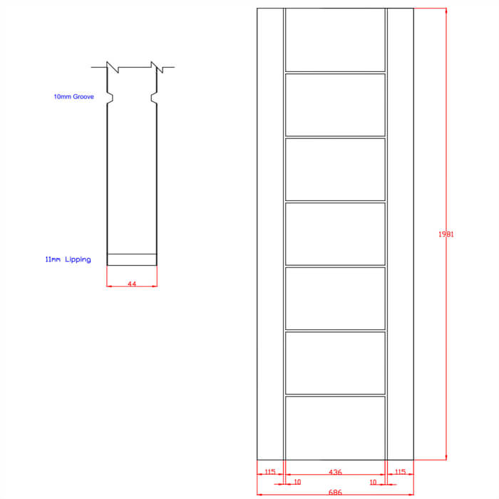 XL Joinery Palermo Essential Un-Finished Oak 7-Panels Internal Fire Door