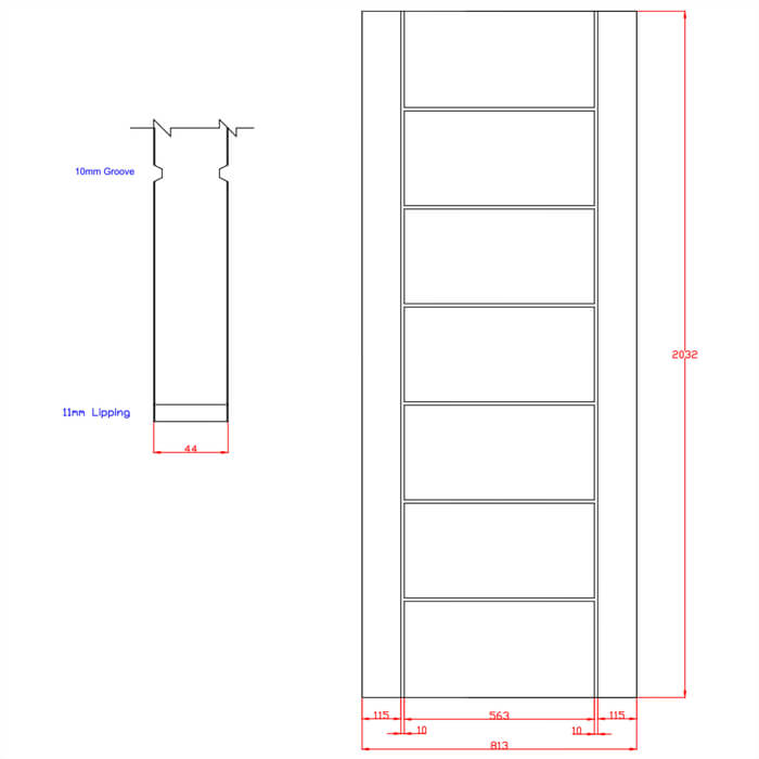 XL Joinery Palermo Essential Un-Finished Oak 7-Panels Internal Fire Door