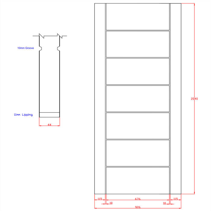 XL Joinery Palermo Essential Un-Finished Oak 7-Panels Internal Fire Door