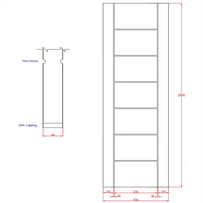 XL Joinery Palermo Essential Blanco Oak 7-Panels Internal Fire Door