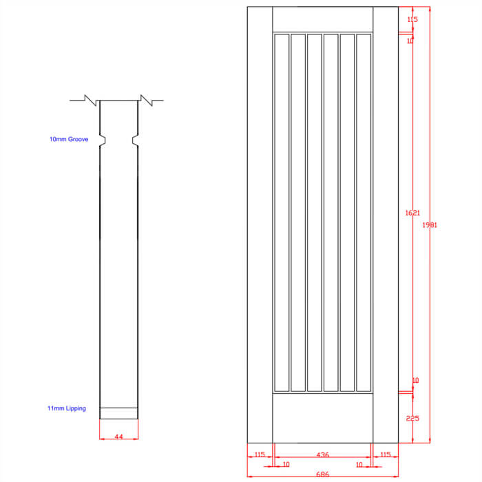 XL Joinery Suffolk Essential Un-Finished Oak Internal Fire Door