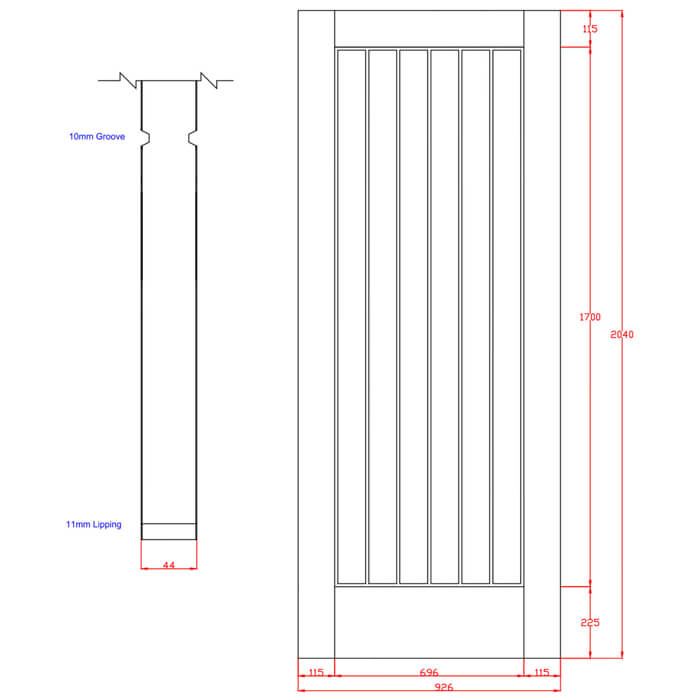 XL Joinery Suffolk Essential Un-Finished Oak Internal Fire Door