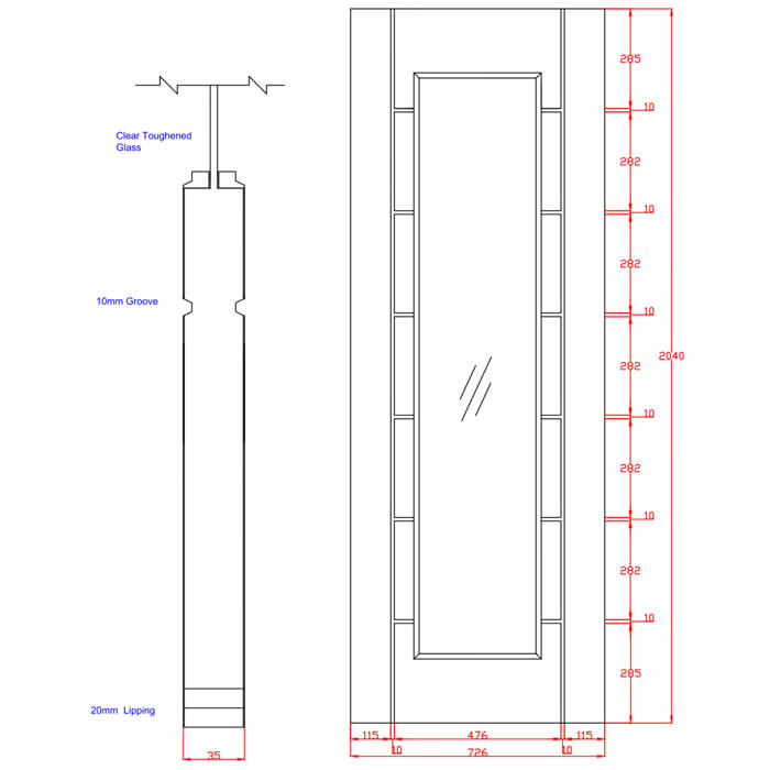 XL Joinery Palermo Essential Pre-Finished Oak 7-Panels 1-Lite Internal Glazed Door