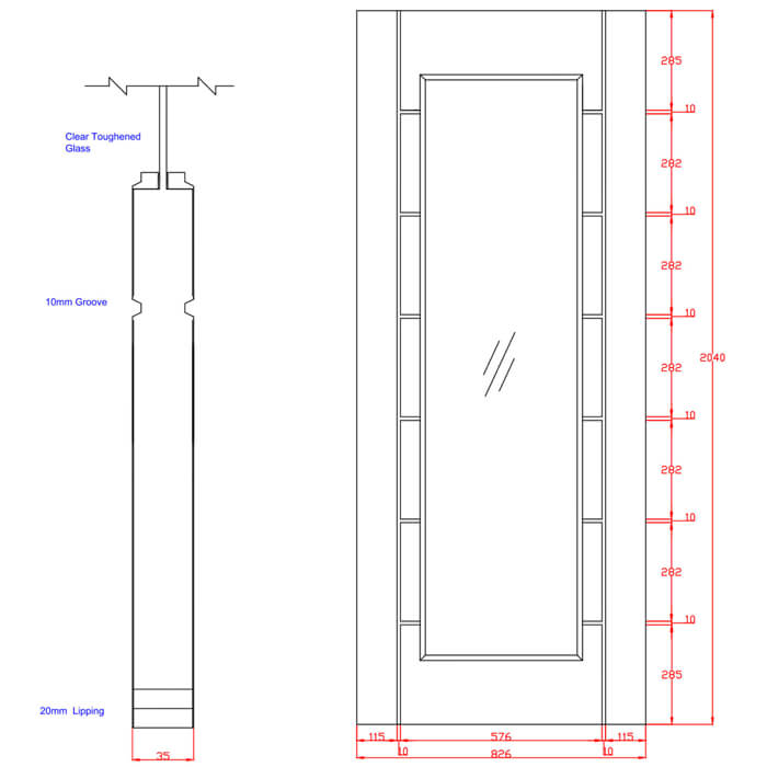 XL Joinery Palermo Essential Pre-Finished Oak 7-Panels 1-Lite Internal Glazed Door